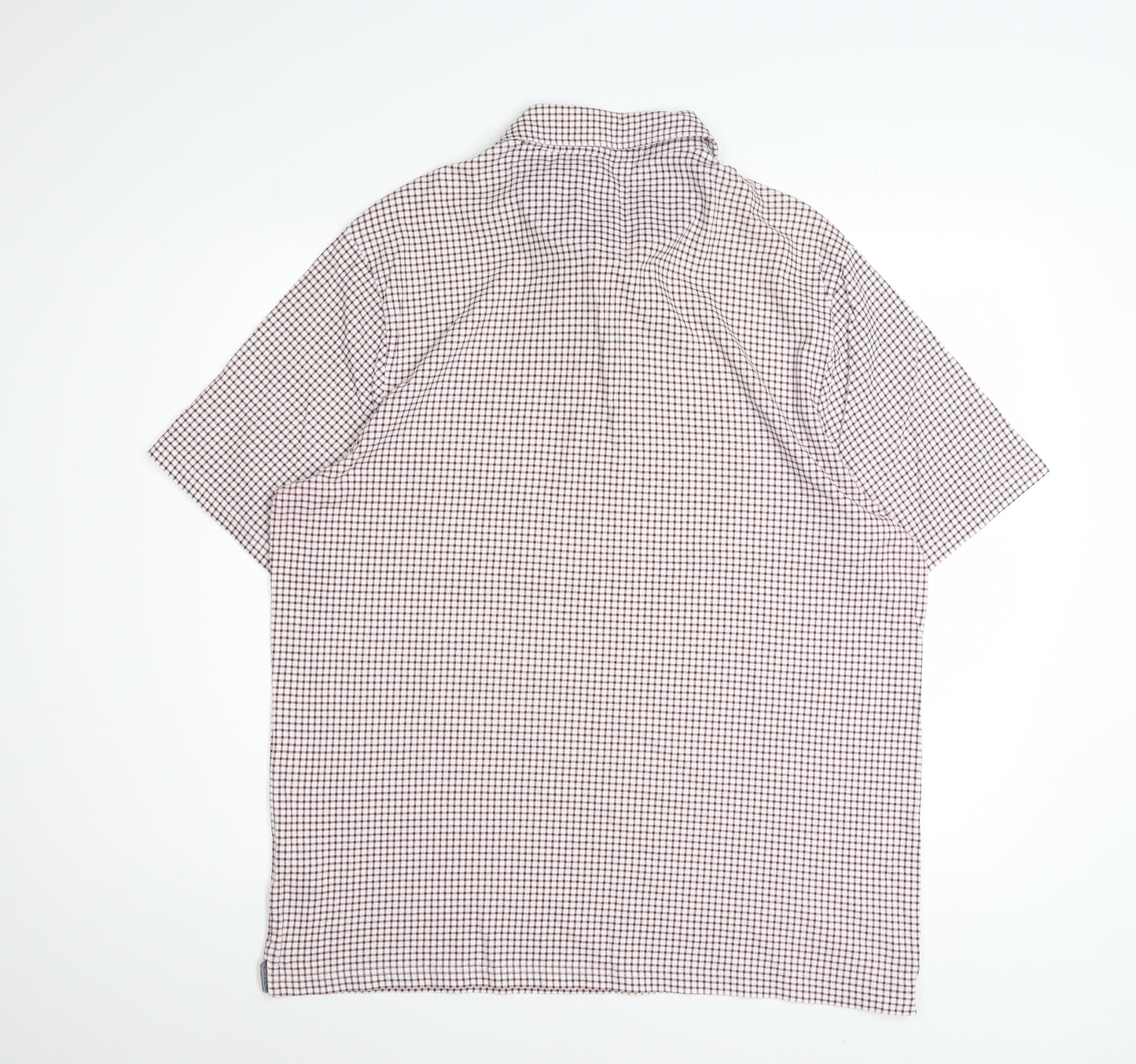 Marks and Spencer Men's Red Check Cotton Polo Shirt Size L
