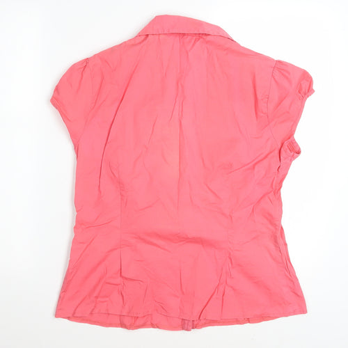 New Look Womens Coral Pink Ruffle Button-Up Blouse Size 16