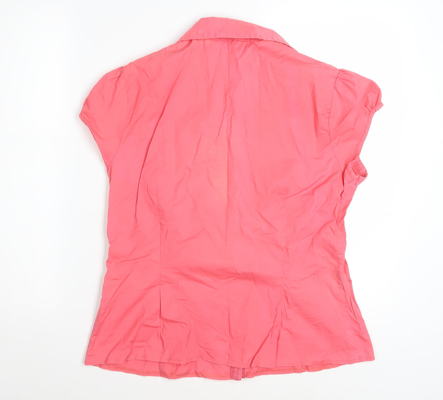 New Look Womens Coral Pink Ruffle Button-Up Blouse Size 16