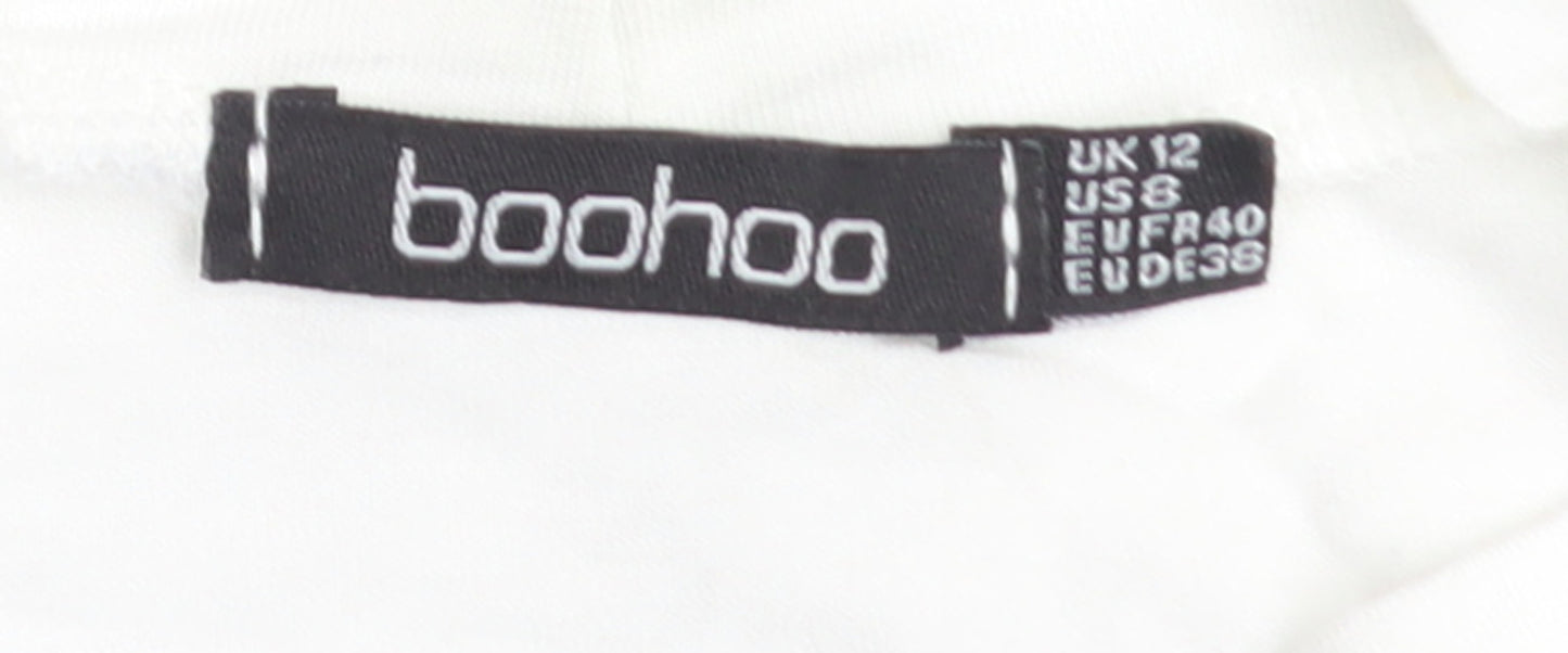 Boohoo Women's White Cropped USA Liberty T-Shirt Size 12
