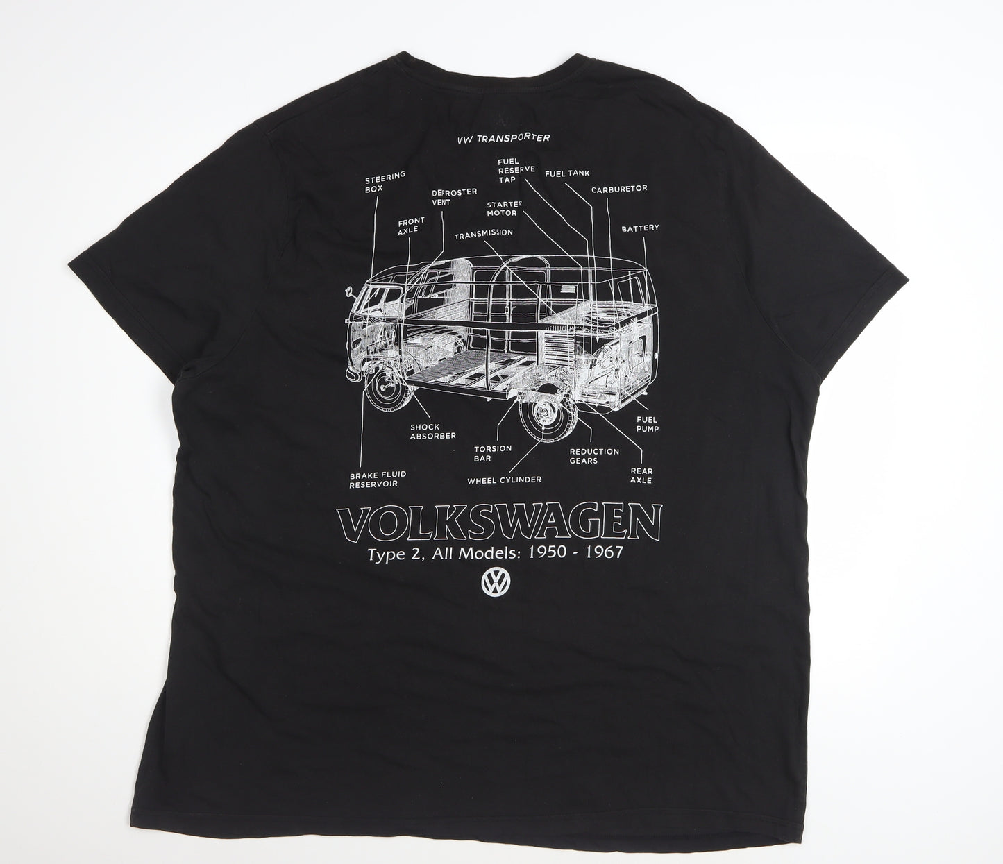 Volkswagen Mens Black 3XL VW Transporter Graphic Cotton T-Shirt