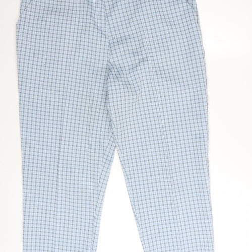 Marks and Spencer Women's Blue Check Trousers Size 16 Petite