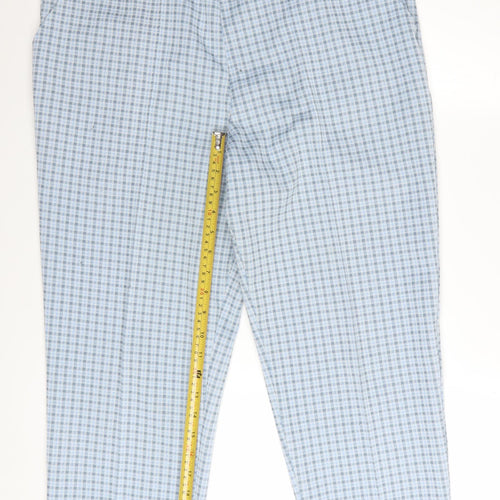 Marks and Spencer Women's Blue Check Trousers Size 16 Petite