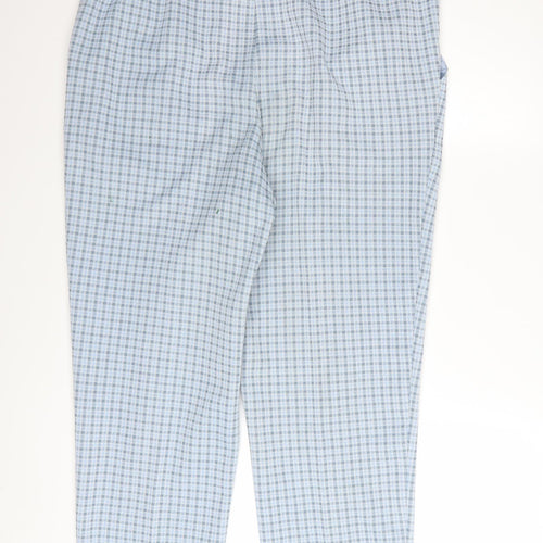 Marks and Spencer Women's Blue Check Trousers Size 16 Petite