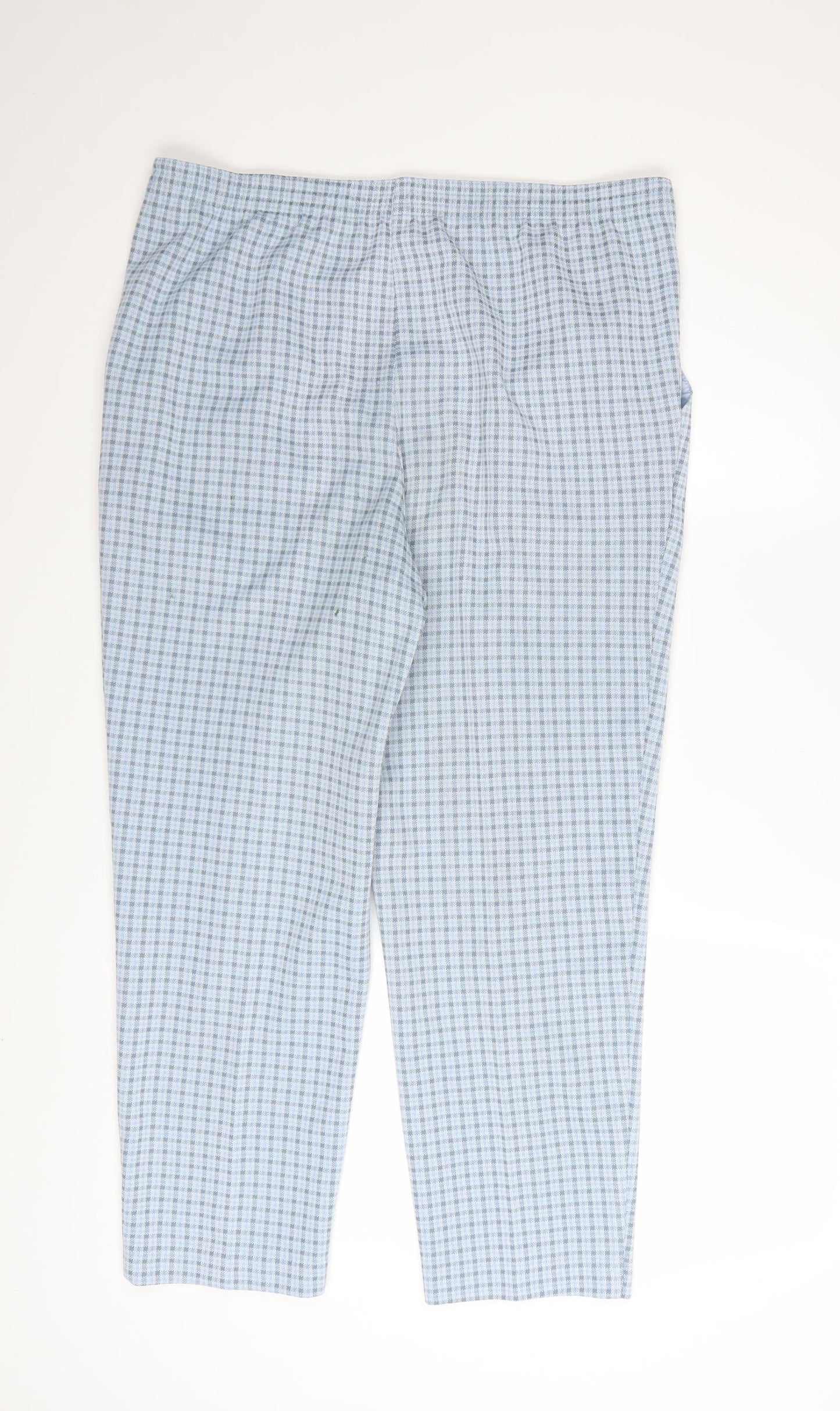 Marks and Spencer Women's Blue Check Trousers Size 16 Petite
