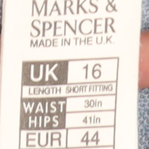 Marks and Spencer Women's Blue Check Trousers Size 16 Petite