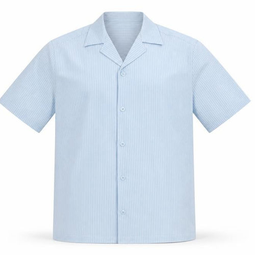 River Island Men's Blue Striped Short Sleeve Button-Up Shirt XS