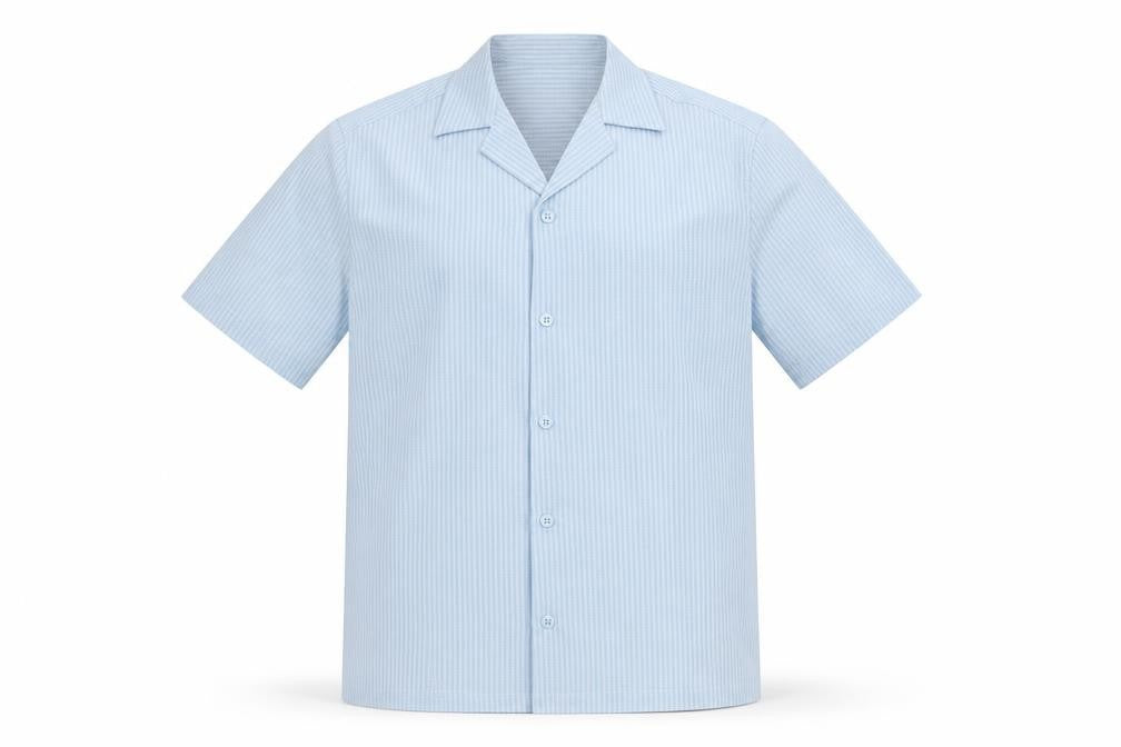 River Island Men's Blue Striped Short Sleeve Button-Up Shirt XS