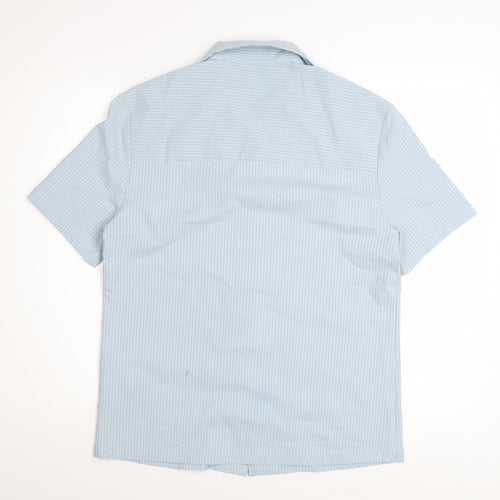 River Island Men's Blue Striped Short Sleeve Button-Up Shirt XS