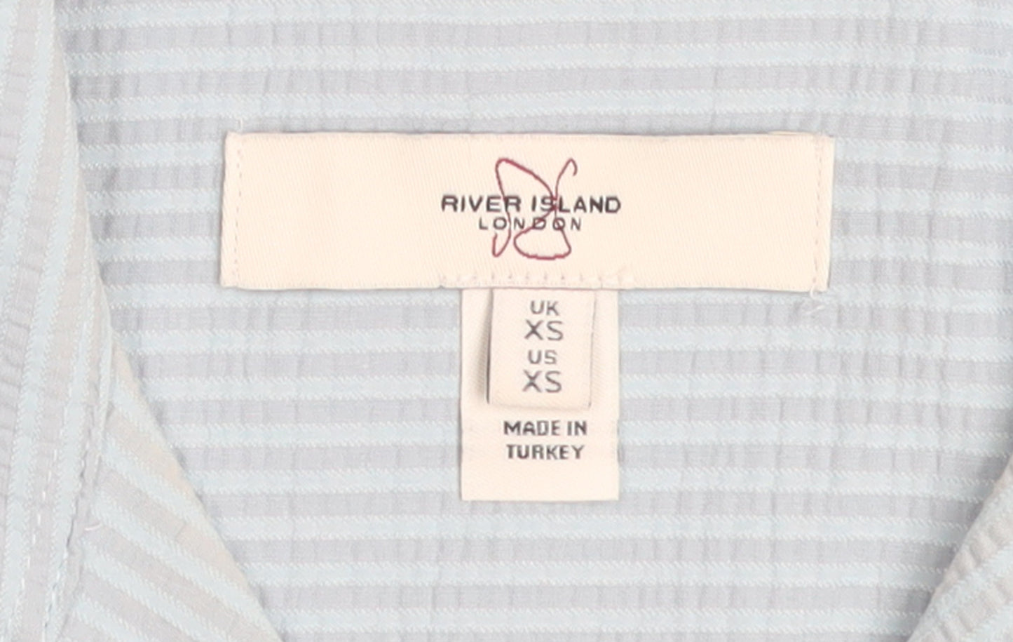 River Island Men's Blue Striped Short Sleeve Button-Up Shirt XS