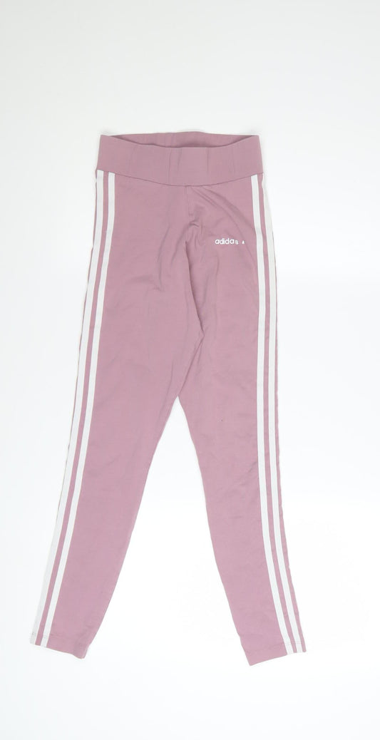 Adidas Women’s Pink Leggings XS Cotton Stretch Side Stripe