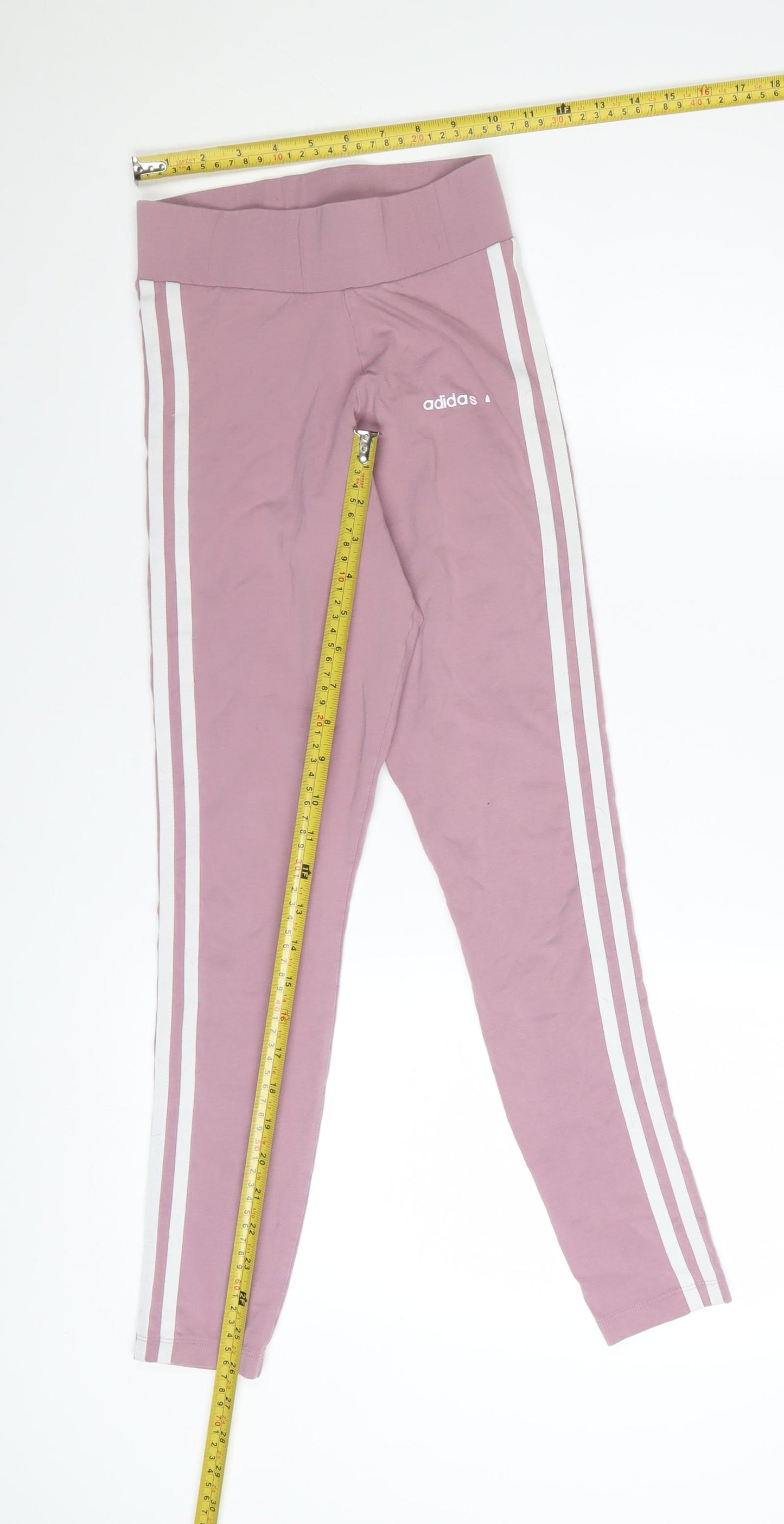 Adidas Women’s Pink Leggings XS Cotton Stretch Side Stripe