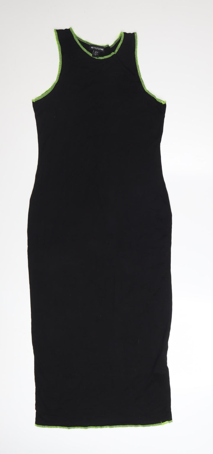 PrettyLittleThing Women Black Midi Bodycon Sleeveless Dress Size 12