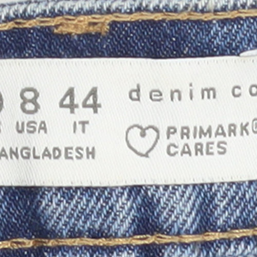 Primark Women Blue Denim High-Waist Turn-Up Shorts Size 12