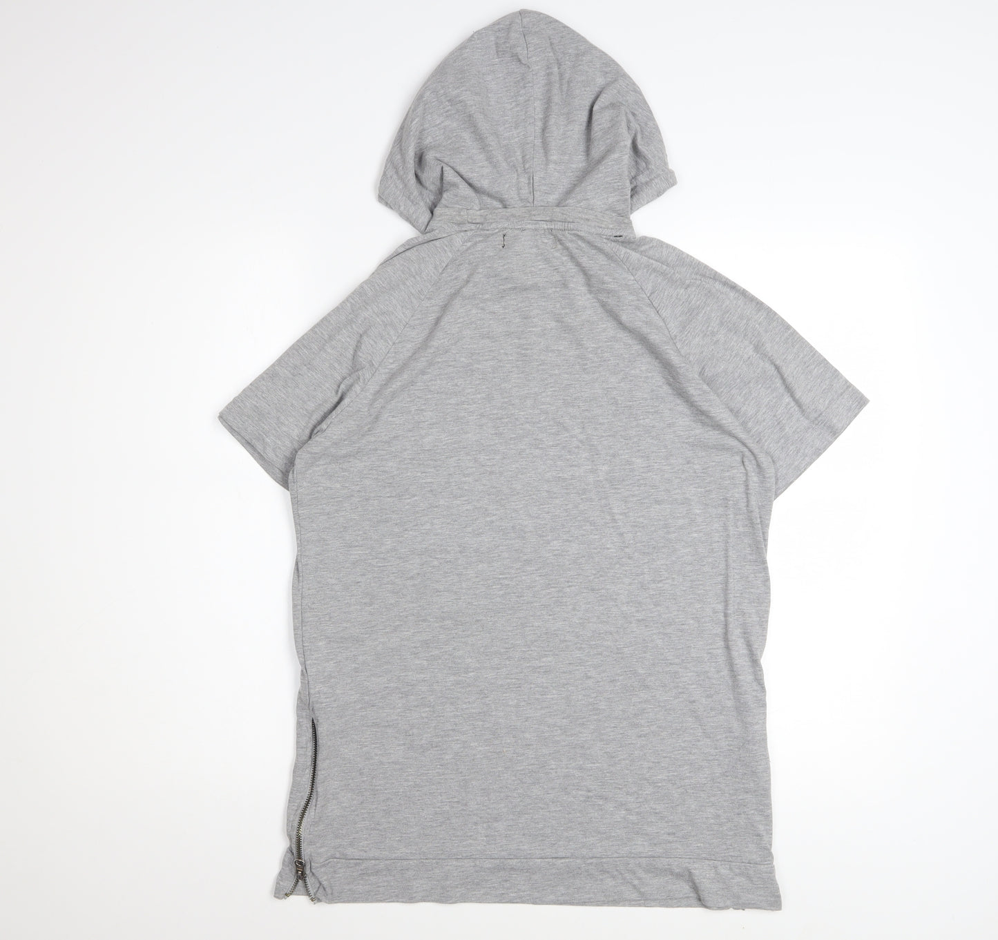 Voi Jeans Co. Women Grey Hooded Short Sleeve Zip T-Shirt M