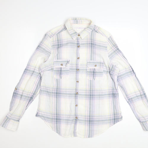 Marks and Spencer Womens Multicoloured Plaid Cotton Button-Up Shirt Size 12