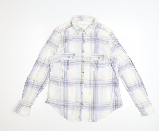 Marks and Spencer Womens Multicoloured Plaid Cotton Button-Up Shirt Size 12
