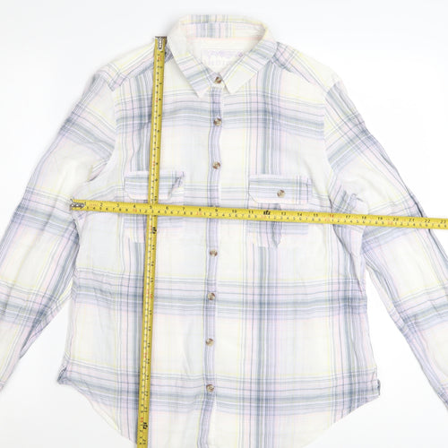 Marks and Spencer Womens Multicoloured Plaid Cotton Button-Up Shirt Size 12