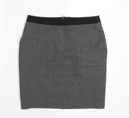 Next Women’s Grey Check Pencil Skirt Size 10 Workwear Stretch