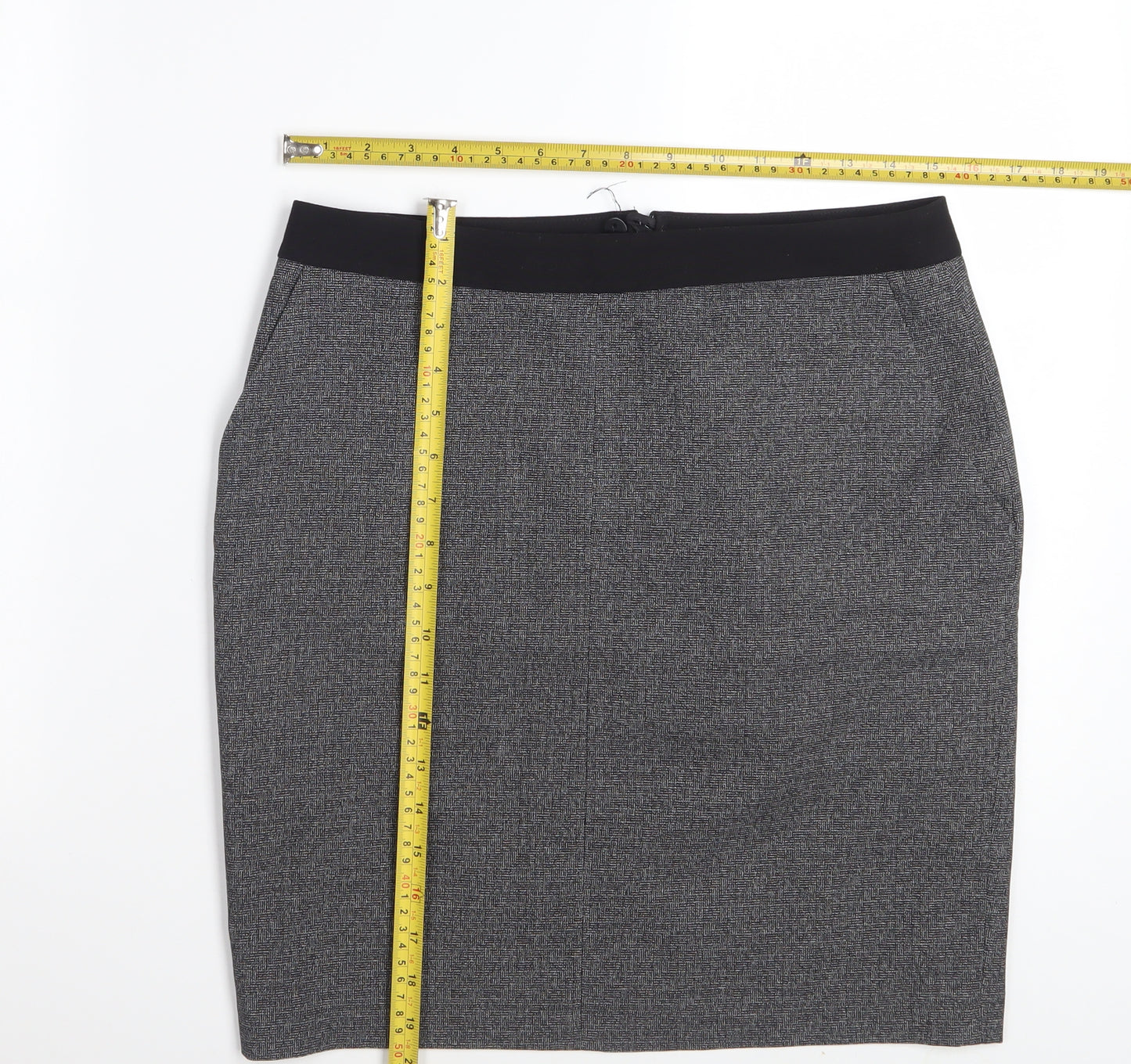 Next Women’s Grey Check Pencil Skirt Size 10 Workwear Stretch