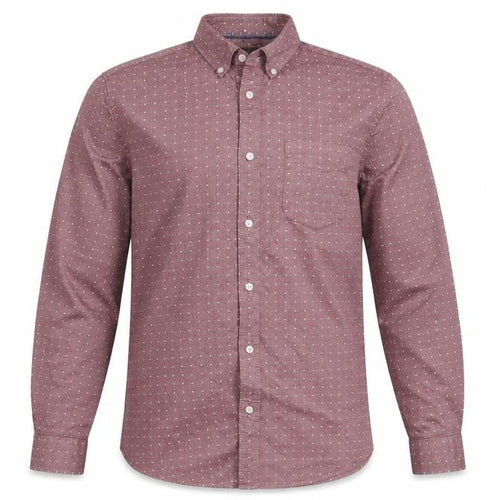 Marks and Spencer Men's Red Geometric Cotton Long Sleeve Shirt Size S