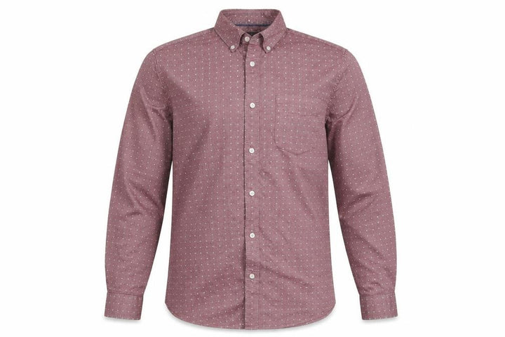 Marks and Spencer Men's Red Geometric Cotton Long Sleeve Shirt Size S