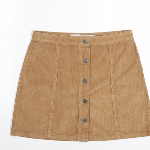 Denim Co. Women Beige Corduroy A-Line Button Skirt Size 12