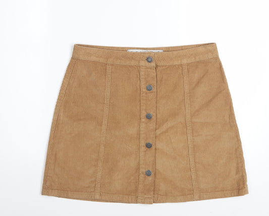 Denim Co. Women Beige Corduroy A-Line Button Skirt Size 12