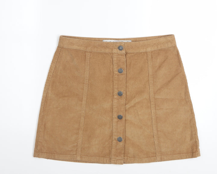 Denim Co. Women Beige Corduroy A-Line Button Skirt Size 12