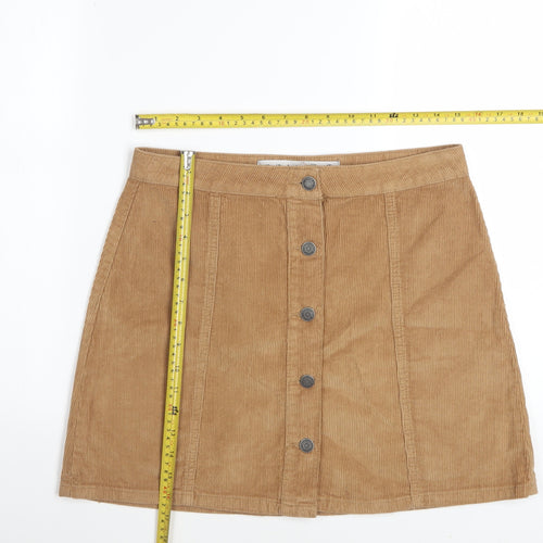 Denim Co. Women Beige Corduroy A-Line Button Skirt Size 12