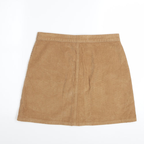 Denim Co. Women Beige Corduroy A-Line Button Skirt Size 12