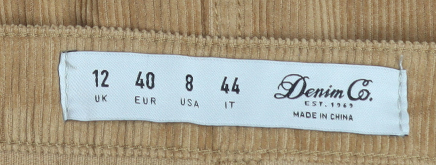 Denim Co. Women Beige Corduroy A-Line Button Skirt Size 12