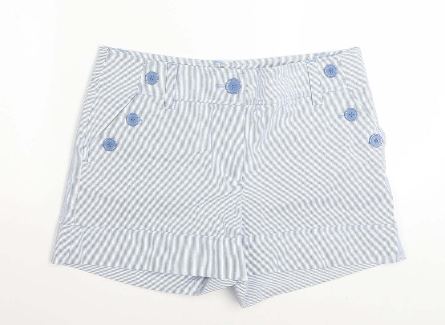 H&M Women Blue Striped Sailor Shorts Size 12 Cotton Blend