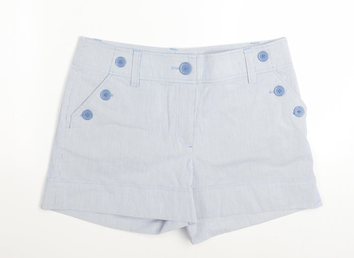H&M Women Blue Striped Sailor Shorts Size 12 Cotton Blend
