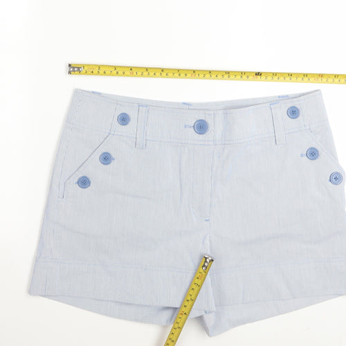 H&M Women Blue Striped Sailor Shorts Size 12 Cotton Blend