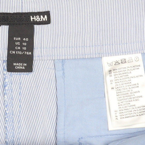 H&M Women Blue Striped Sailor Shorts Size 12 Cotton Blend