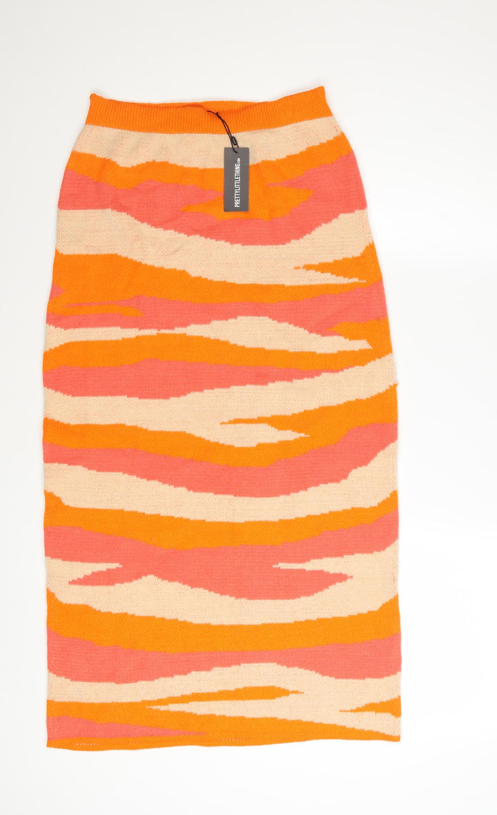 PrettyLittleThing Women’s Multicoloured Midi Knit Pencil Skirt Size L