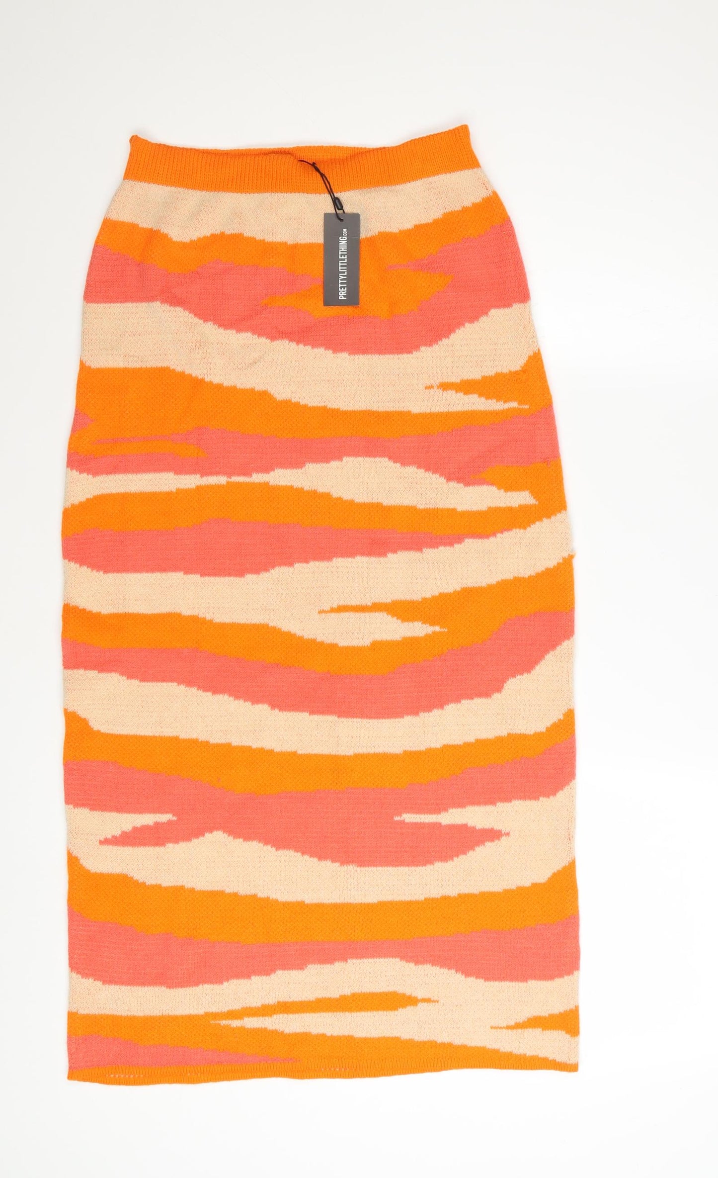 PrettyLittleThing Women’s Multicoloured Midi Knit Pencil Skirt Size L