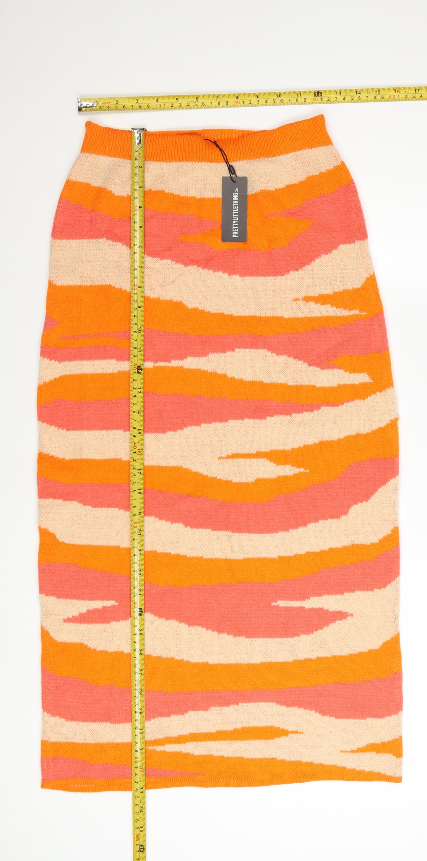 PrettyLittleThing Women’s Multicoloured Midi Knit Pencil Skirt Size L