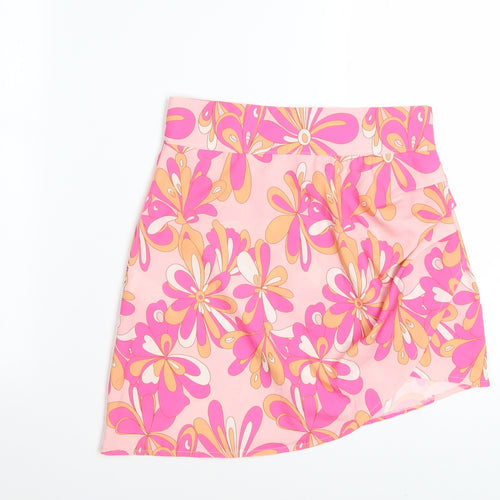 PrettyLittleThing Women's Pink Floral Mini Skirt Size 8