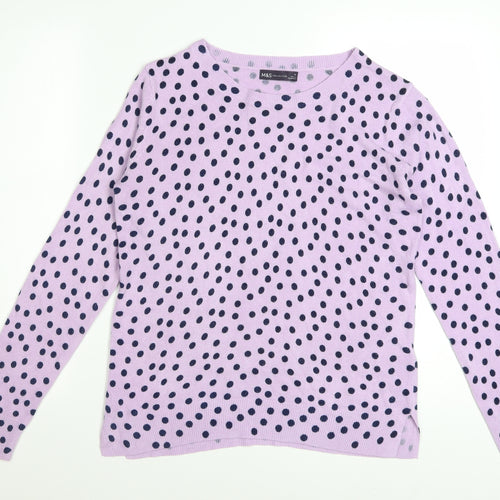 Marks and Spencer Women’s Lilac Polka Dot Jumper Size 14 Long Sleeve