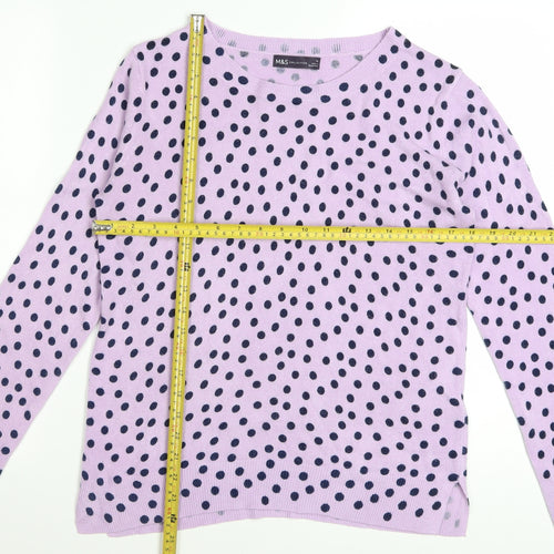 Marks and Spencer Women’s Lilac Polka Dot Jumper Size 14 Long Sleeve