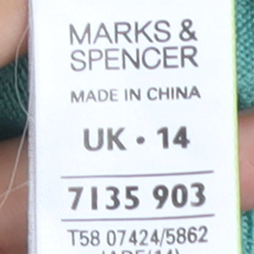 Marks and Spencer Women Green Size 14 Embroidered Cardigan
