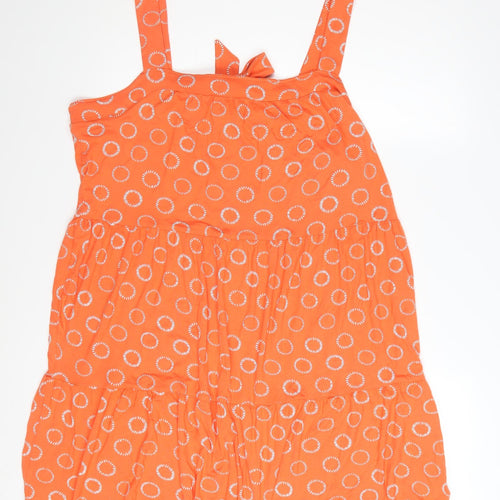 Next Women's Orange Polka Dot A-Line Sleeveless Dress Size 18