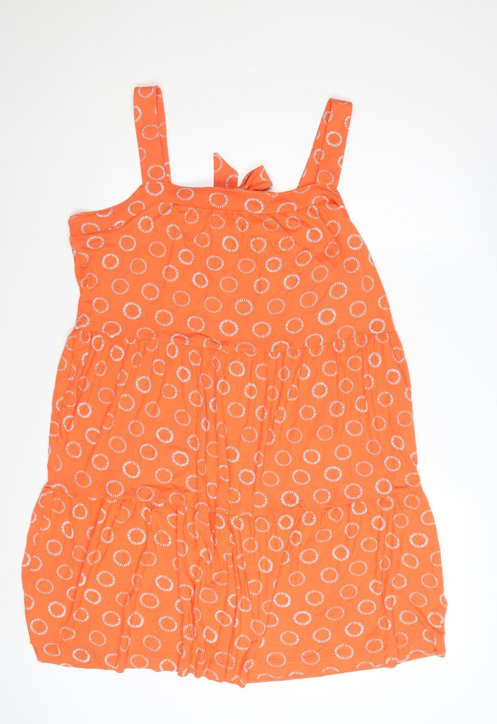 Next Women's Orange Polka Dot A-Line Sleeveless Dress Size 18