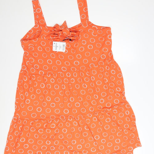 Next Women's Orange Polka Dot A-Line Sleeveless Dress Size 18