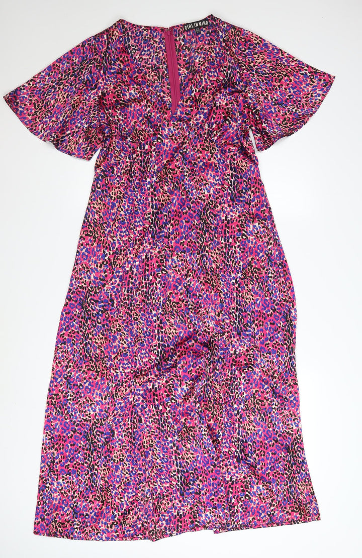 Girl In Mind Womens Multicoloured Leopard Midi Dress UK12