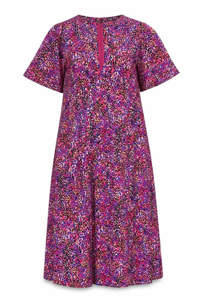 Front view of Girl In Mind women’s multicoloured leopard midi dress uk12