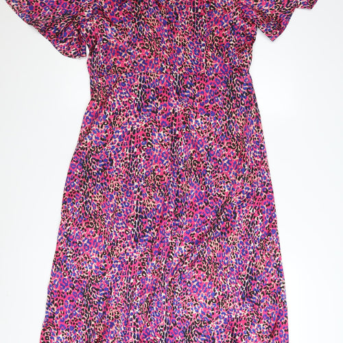 Girl In Mind Womens Multicoloured Leopard Midi Dress UK12