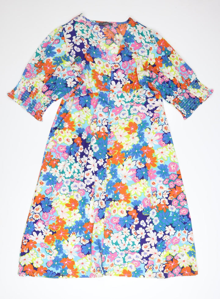 Studio Women’s Multicoloured Floral A-Line Midi Dress Size 16